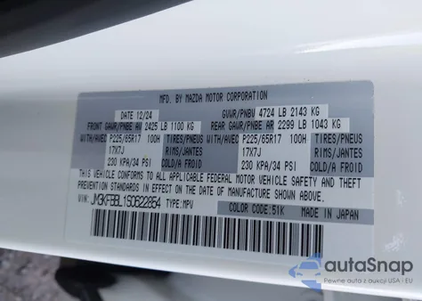 2025 Mazda Cx-5 2.5 S Select from USA, damaged, VIN JM3KFBBL1S0622854